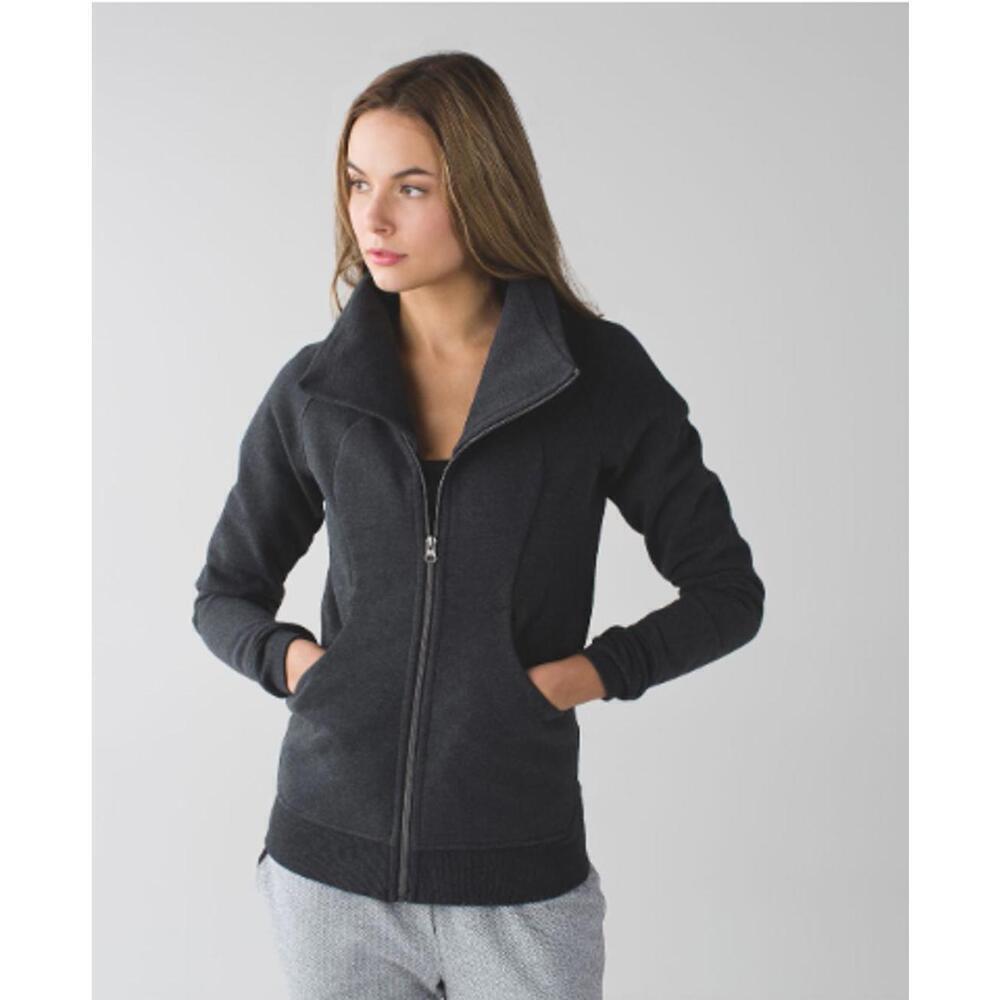 Lululemon Cozy Cuddle Up Fleece Jacket Heathered Black / Black Size 8 EUC
